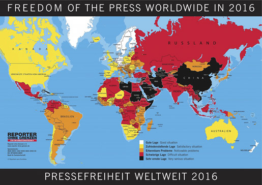ROG Weltkarte Pressefreiheit 2016